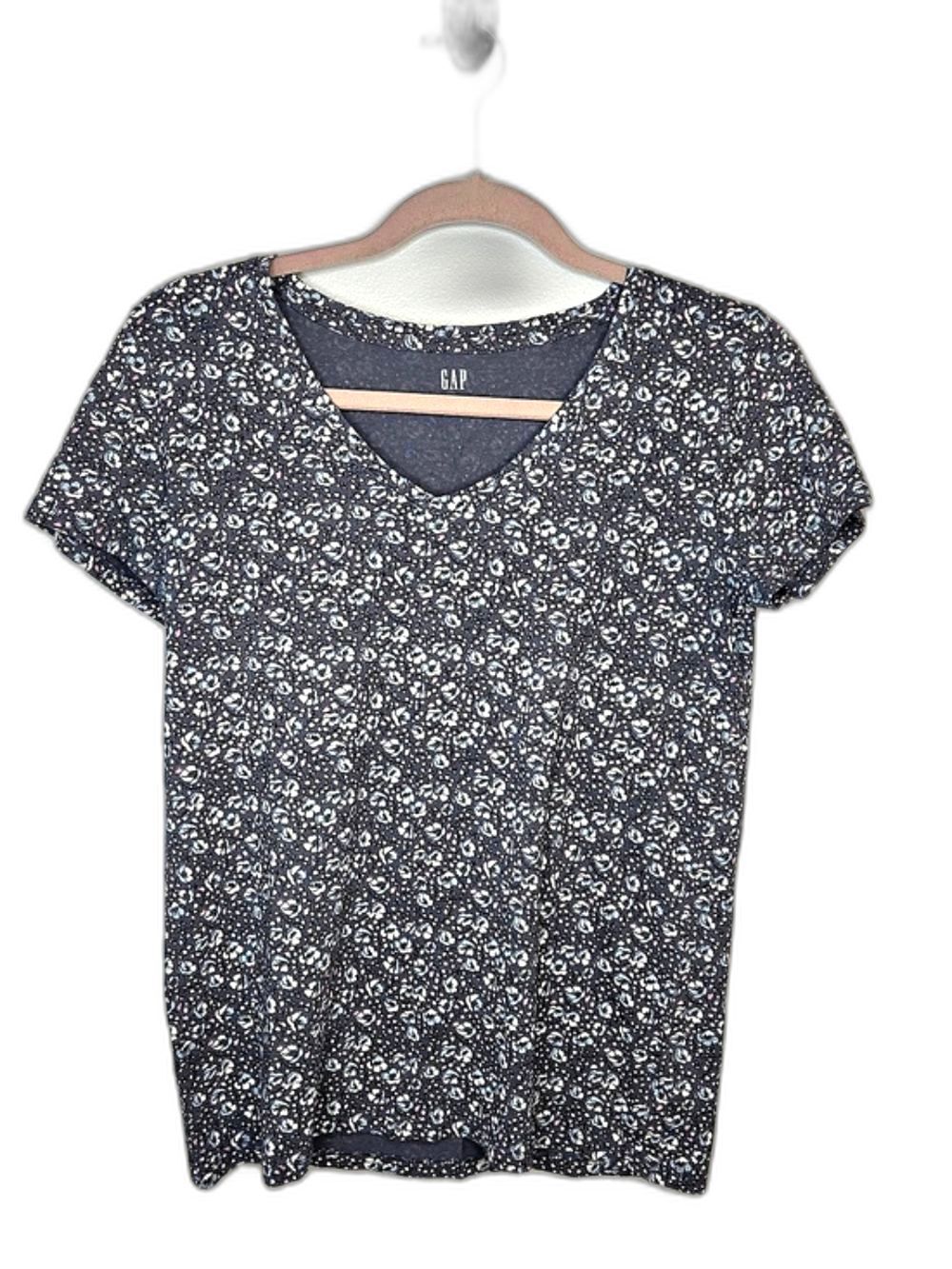 Gap Favorite V-Neck T-Shirt Floral Blue & Pink Size Medium